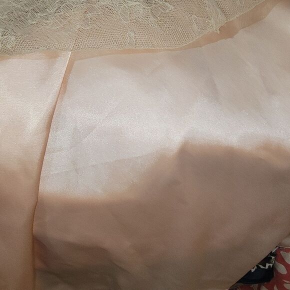 Tahari Arthur Levine Beaded Peach Lace Gown Dress Size 10 - Picture 9 of 9